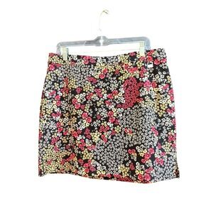 Rafaella Skort Womens Large Black Floral Print Pull On Stretch Built In Shorts